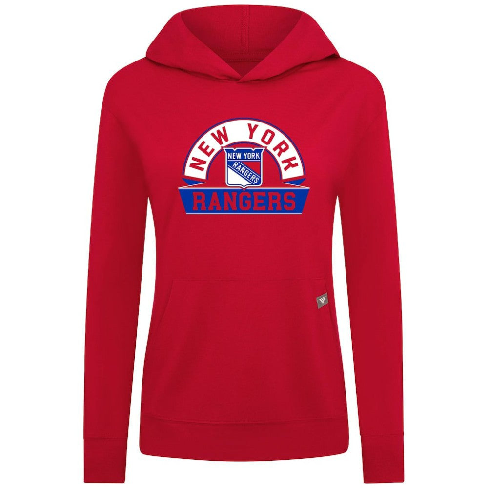 New York Rangers Levelwear Women's Relay Banner Arch Pullover Hoodie - Red - NHL 203145262
