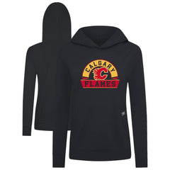 Calgary Flames Levelwear Women's Relay Banner Arch Pullover Hoodie - Black - NHL 203145263