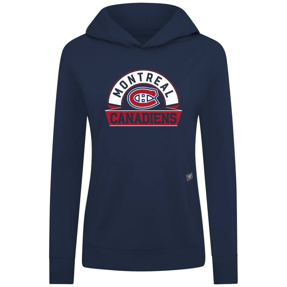Montreal Canadiens Levelwear Women's Relay Banner Arch Pullover Hoodie - Navy - NHL 203145264