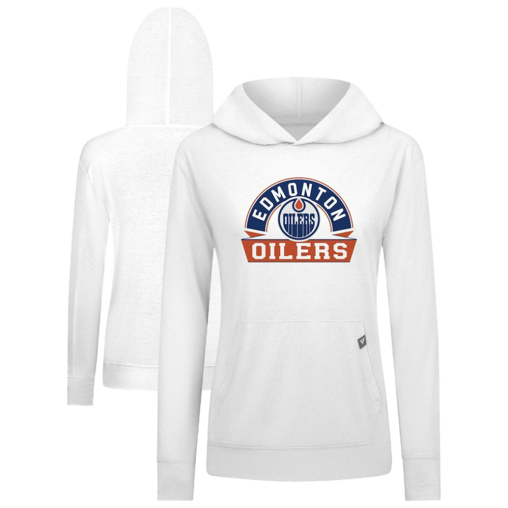 Edmonton Oilers Levelwear Women's Relay Banner Arch Pullover Hoodie - White - NHL 203145266