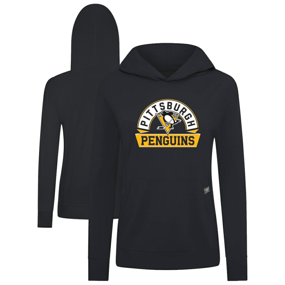 Pittsburgh Penguins Levelwear Women's Relay Banner Arch Pullover Hoodie - Black - NHL 203145272
