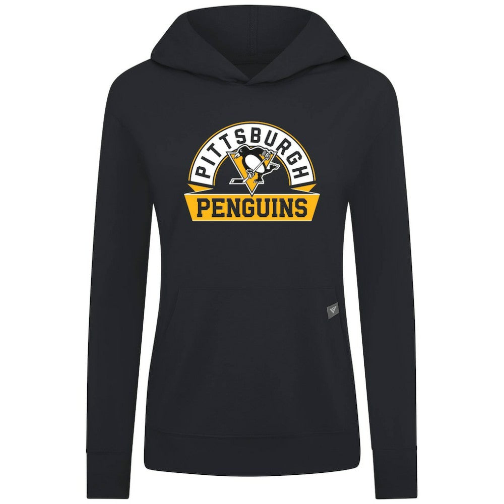Pittsburgh Penguins Levelwear Women's Relay Banner Arch Pullover Hoodie - Black - NHL 203145272