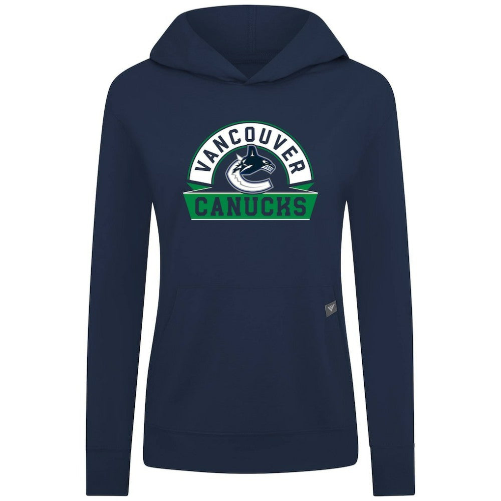 Vancouver Canucks Levelwear Women's Relay Banner Arch Pullover Hoodie - Navy - NHL 203145274