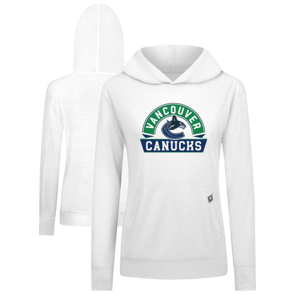 Vancouver Canucks Levelwear Women's Relay Banner Arch Pullover Hoodie - White - NHL 203145276