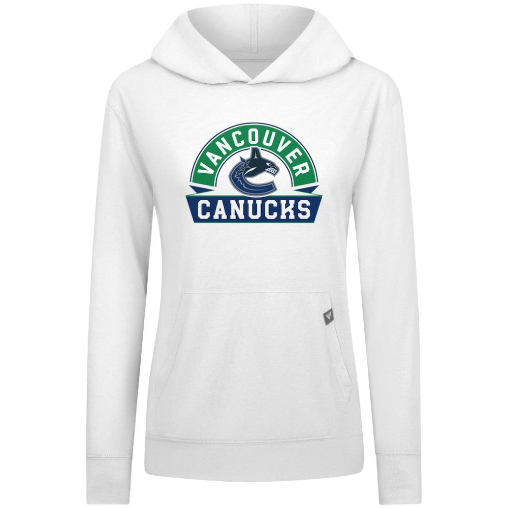 Vancouver Canucks Levelwear Women's Relay Banner Arch Pullover Hoodie - White - NHL 203145276