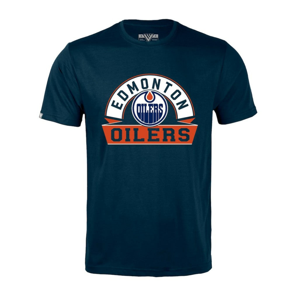 Edmonton Oilers Levelwear Richmond Banner Arch T-Shirt - Navy - NHL 203145331