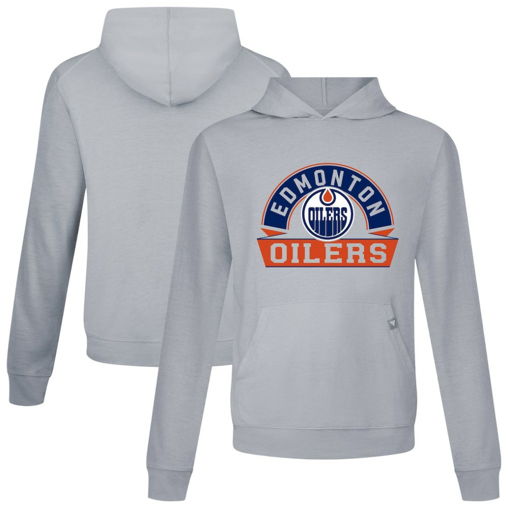 Edmonton Oilers Levelwear Relay Banner Arch Pullover Hoodie - Gray - NHL 203145428