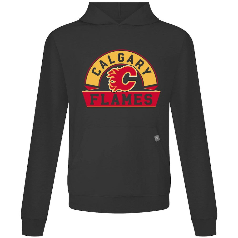 Calgary Flames Levelwear Relay Banner Arch Pullover Hoodie - Black - NHL 203145471