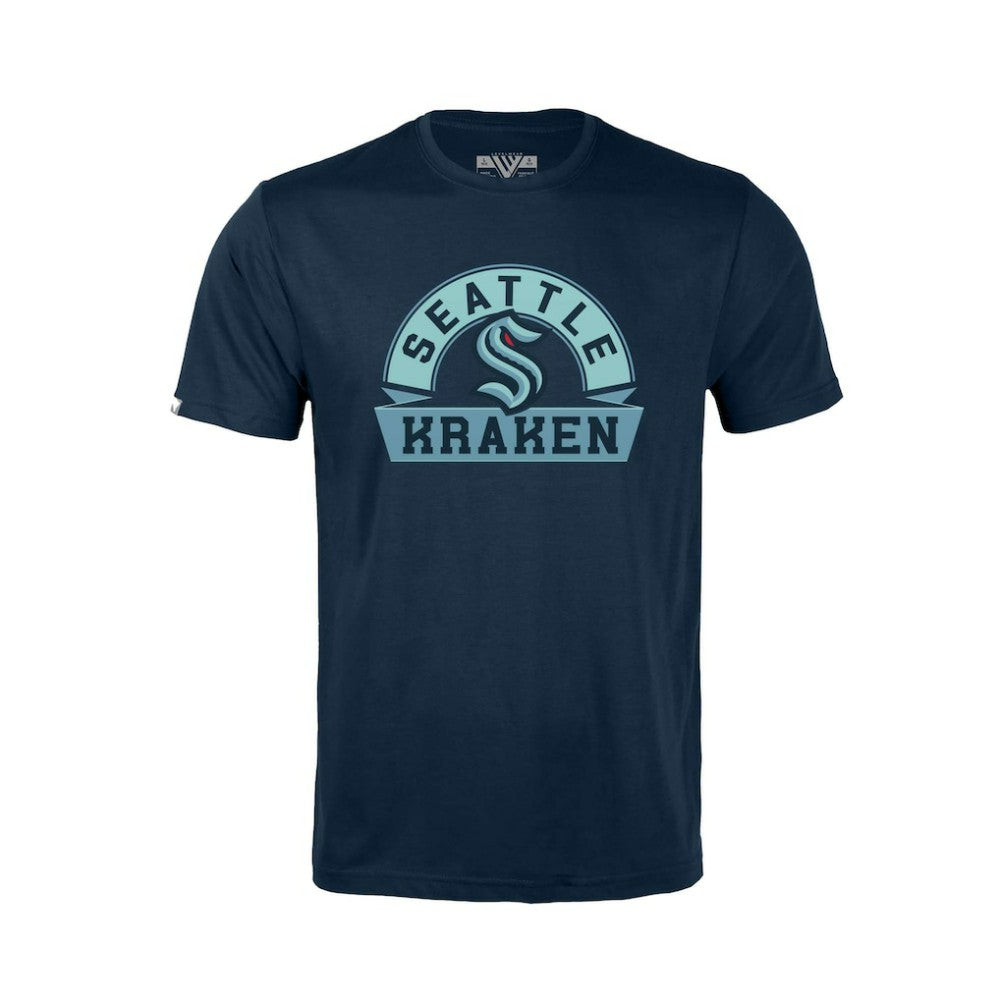Seattle Kraken Levelwear Youth Little Richmond Banner Arch T-Shirt - Navy - NHL 203145570