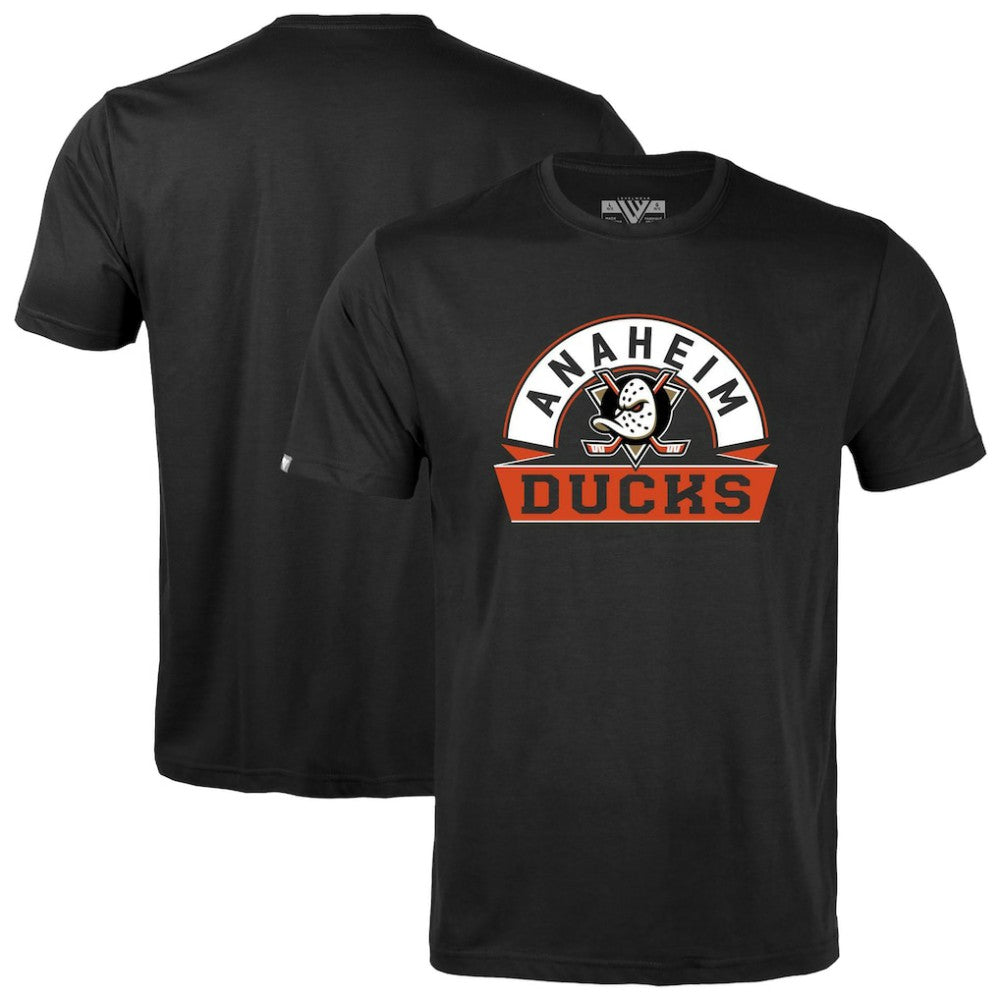 Anaheim Ducks Levelwear Youth Little Richmond Banner Arch T-Shirt - Black - NHL 203145594