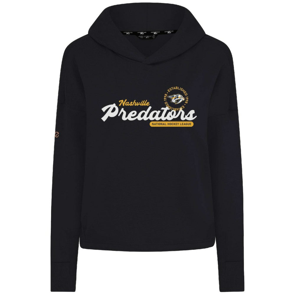 Nashville Predators Levelwear Women's Sweet Monument Tri-Blend Cropped Pullover Hoodie - Black - NHL 203145659
