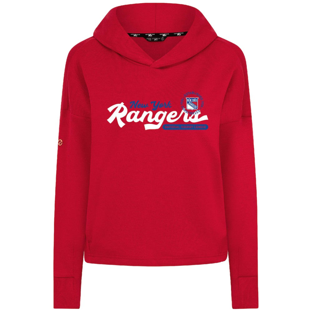 New York Rangers Levelwear Women's Sweet Monument Tri-Blend Cropped Pullover Hoodie - Red - NHL 203145661