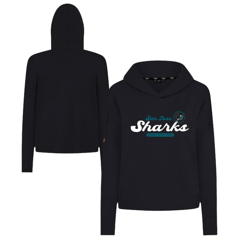San Jose Sharks Levelwear Women's Sweet Monument Tri-Blend Cropped Pullover Hoodie - Black - NHL 203145665