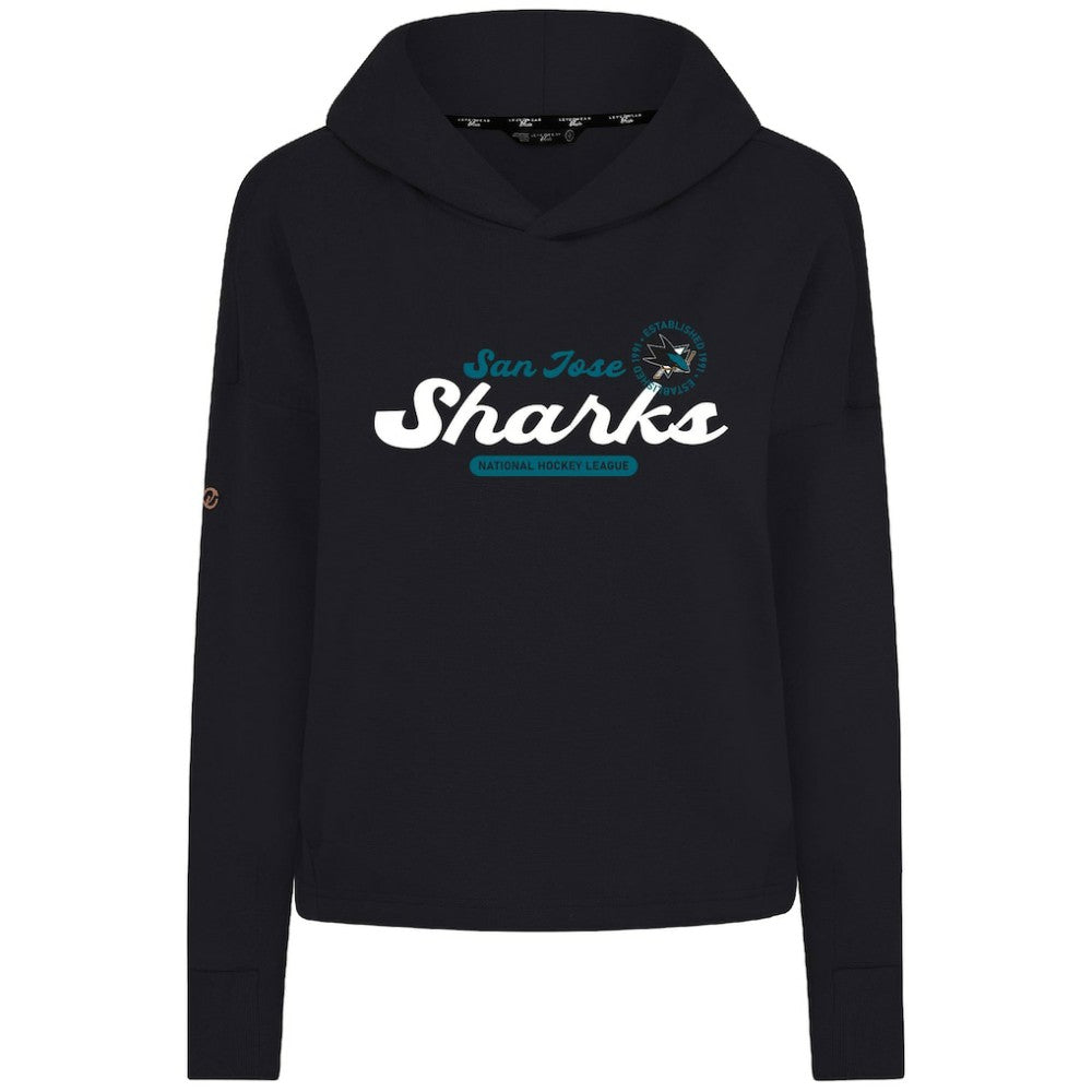 San Jose Sharks Levelwear Women's Sweet Monument Tri-Blend Cropped Pullover Hoodie - Black - NHL 203145665