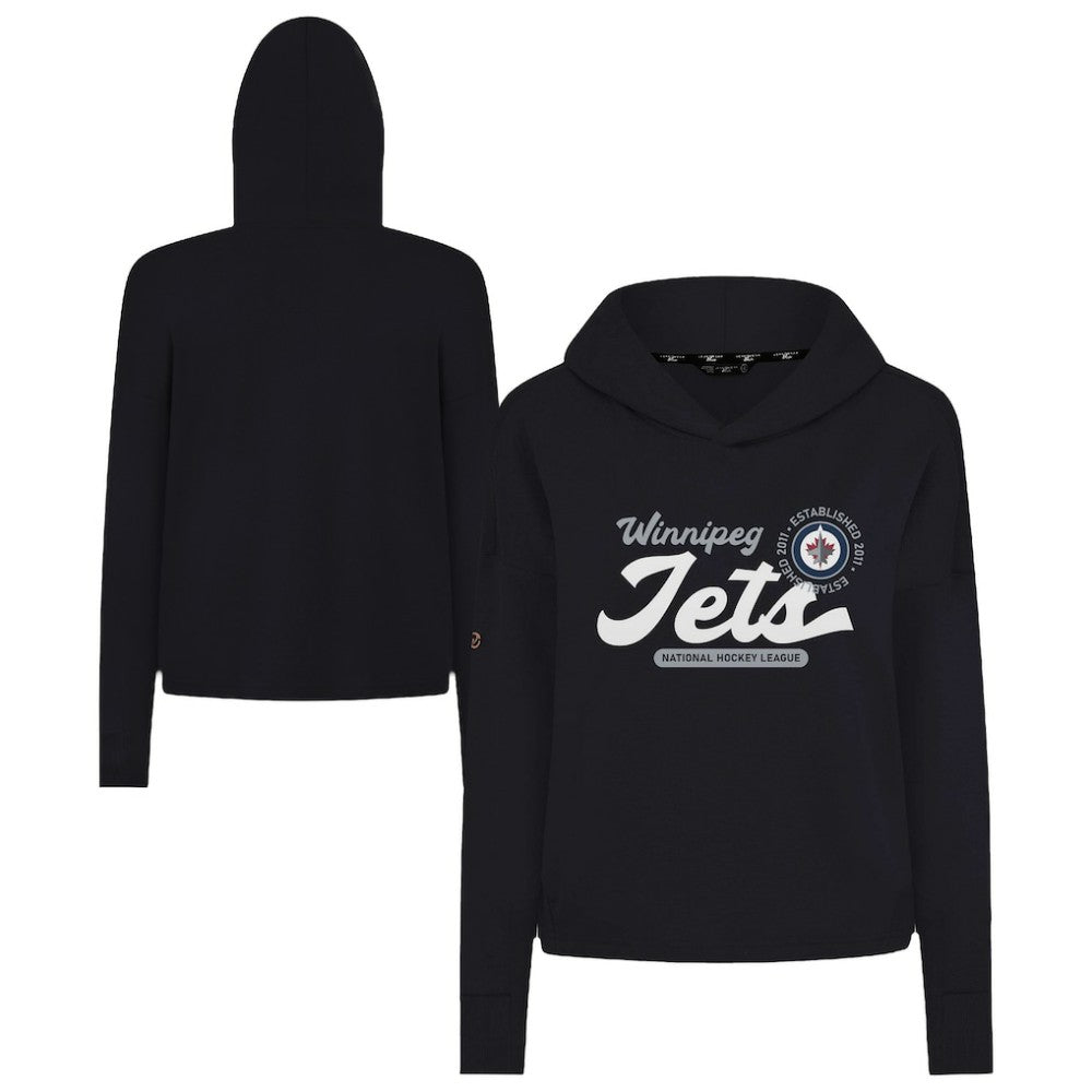 Winnipeg Jets Levelwear Women's Sweet Monument Tri-Blend Cropped Pullover Hoodie - Black - NHL 203145666