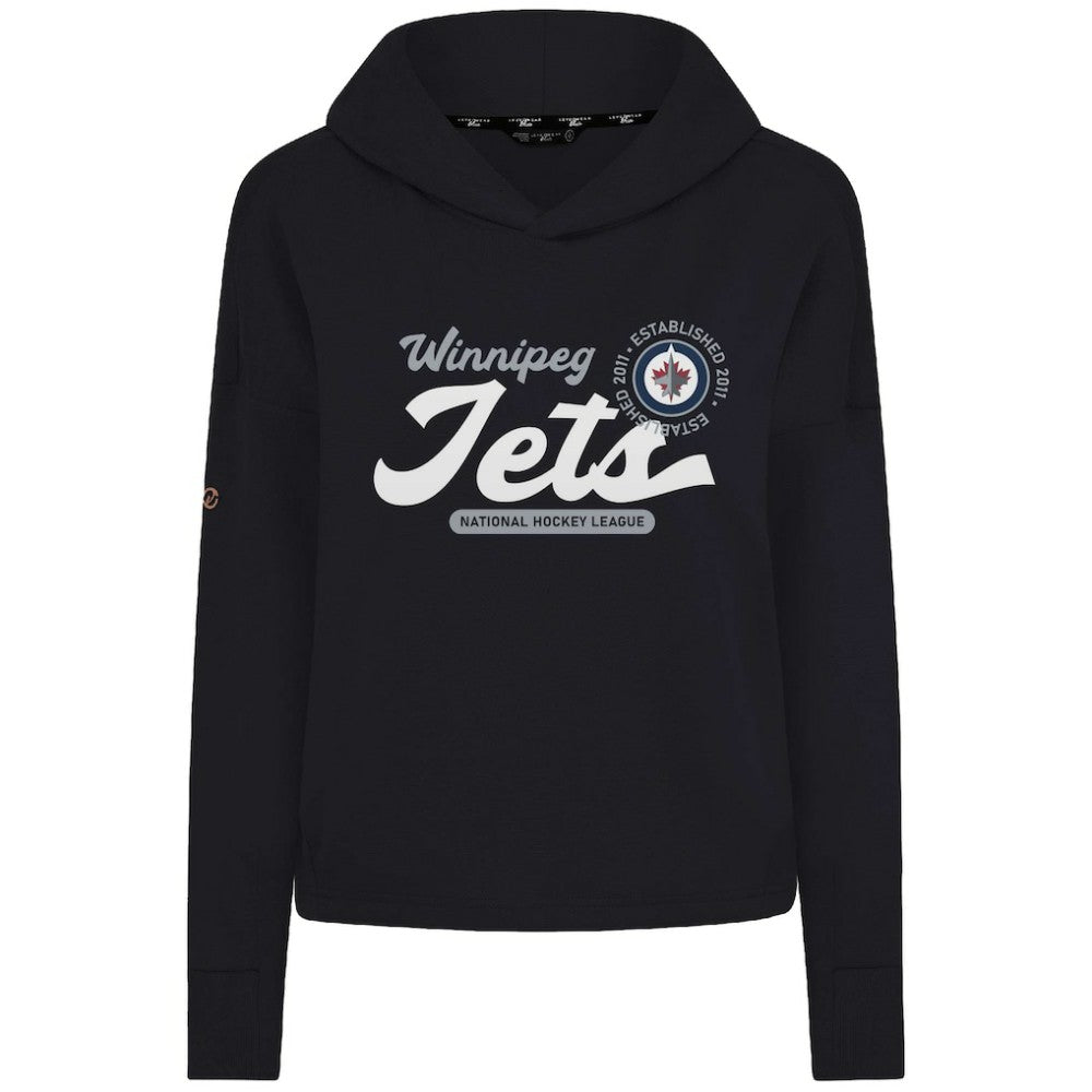 Winnipeg Jets Levelwear Women's Sweet Monument Tri-Blend Cropped Pullover Hoodie - Black - NHL 203145666