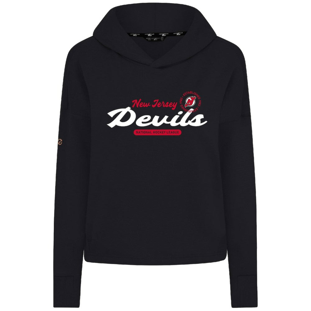New Jersey Devils Levelwear Women's Sweet Monument Tri-Blend Cropped Pullover Hoodie - Black - NHL 203145669
