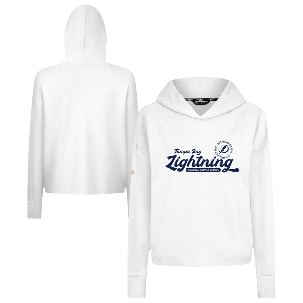 Tampa Bay Lightning Levelwear Women's Sweet Monument Tri-Blend Cropped Pullover Hoodie - White - NHL 203145670