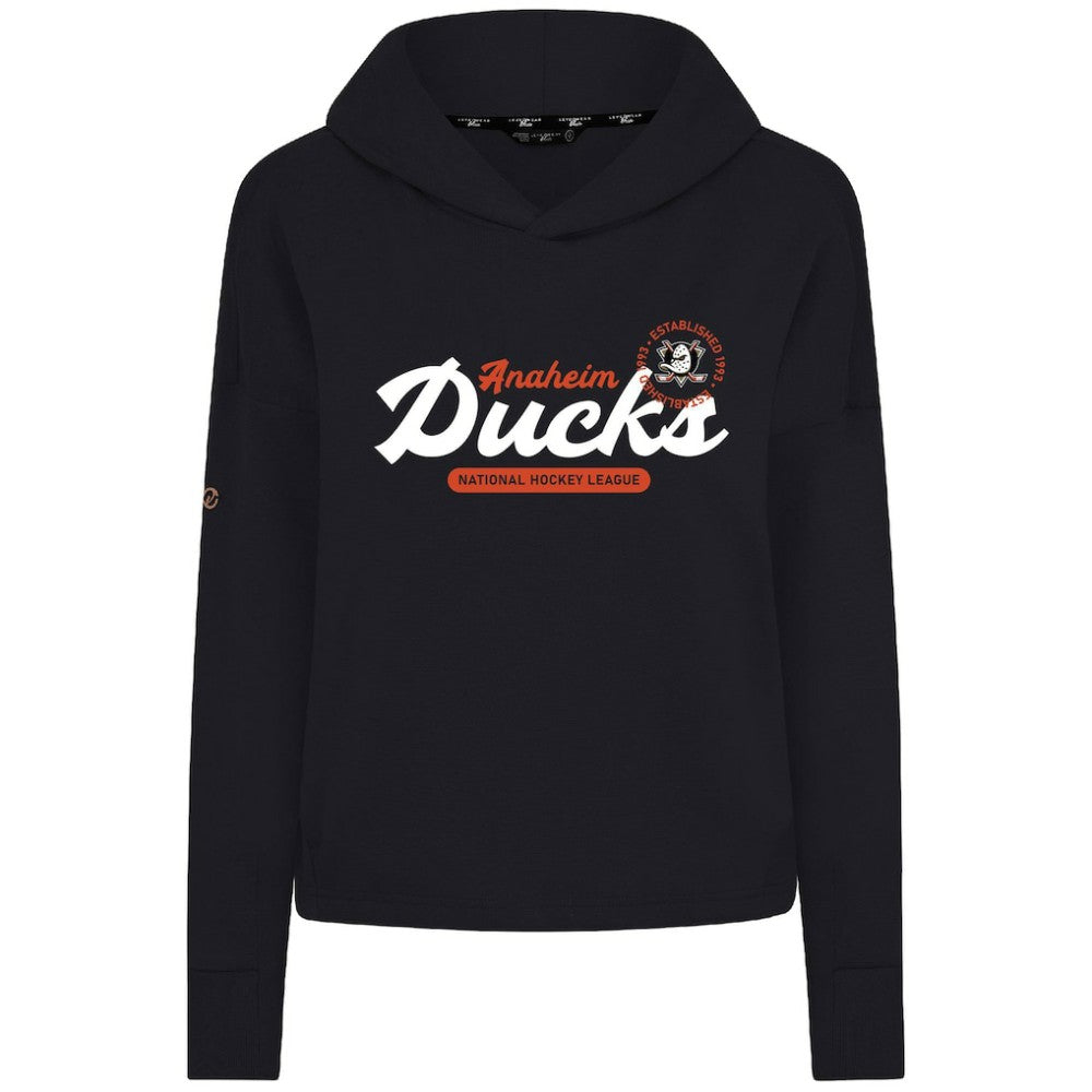 Anaheim Ducks Levelwear Women's Sweet Monument Tri-Blend Cropped Pullover Hoodie - Black - NHL 203145675