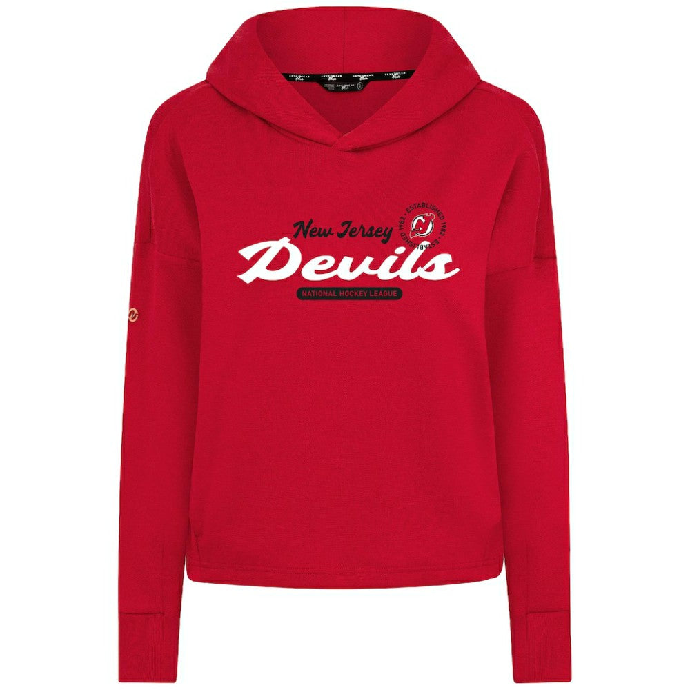 New Jersey Devils Levelwear Women's Sweet Monument Tri-Blend Cropped Pullover Hoodie - Red - NHL 203145677