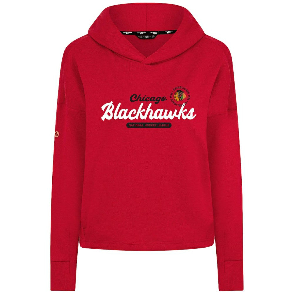 Chicago Blackhawks Levelwear Women's Sweet Monument Tri-Blend Cropped Pullover Hoodie - Red - NHL 203145679