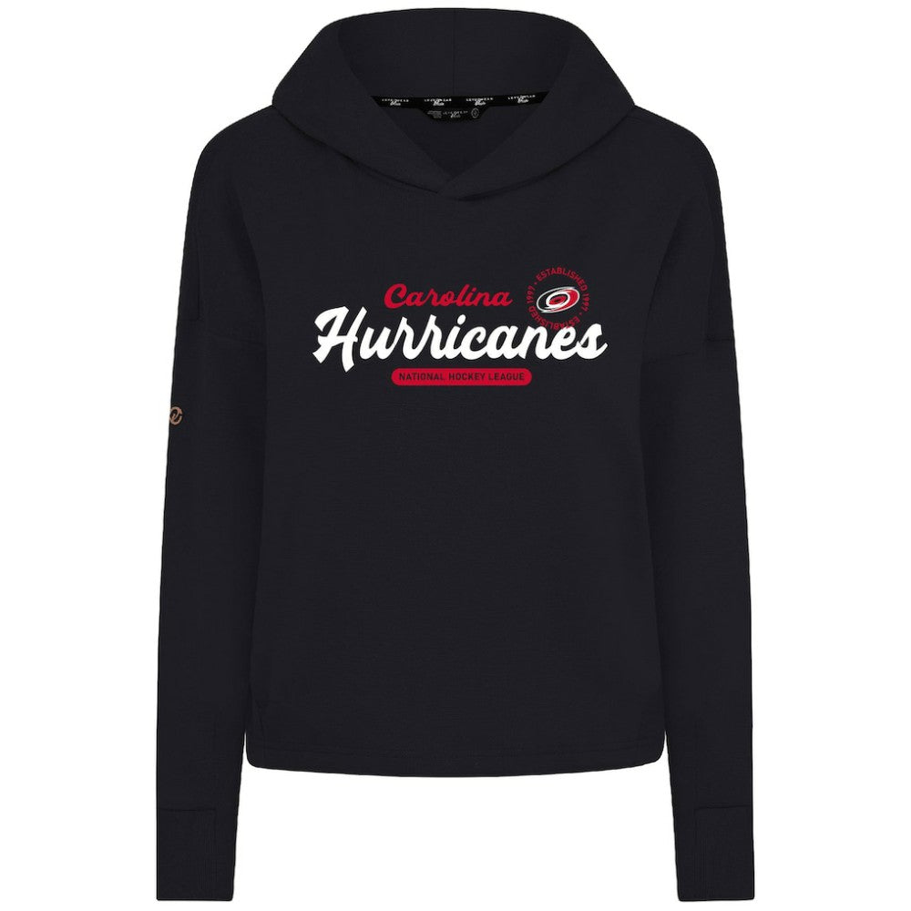Carolina Hurricanes Levelwear Women's Sweet Monument Tri-Blend Cropped Pullover Hoodie - Black - NHL 203145681