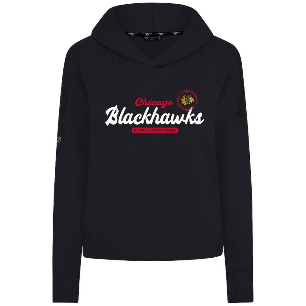 Chicago Blackhawks Levelwear Women's Sweet Monument Tri-Blend Cropped Pullover Hoodie - Black - NHL 203145682