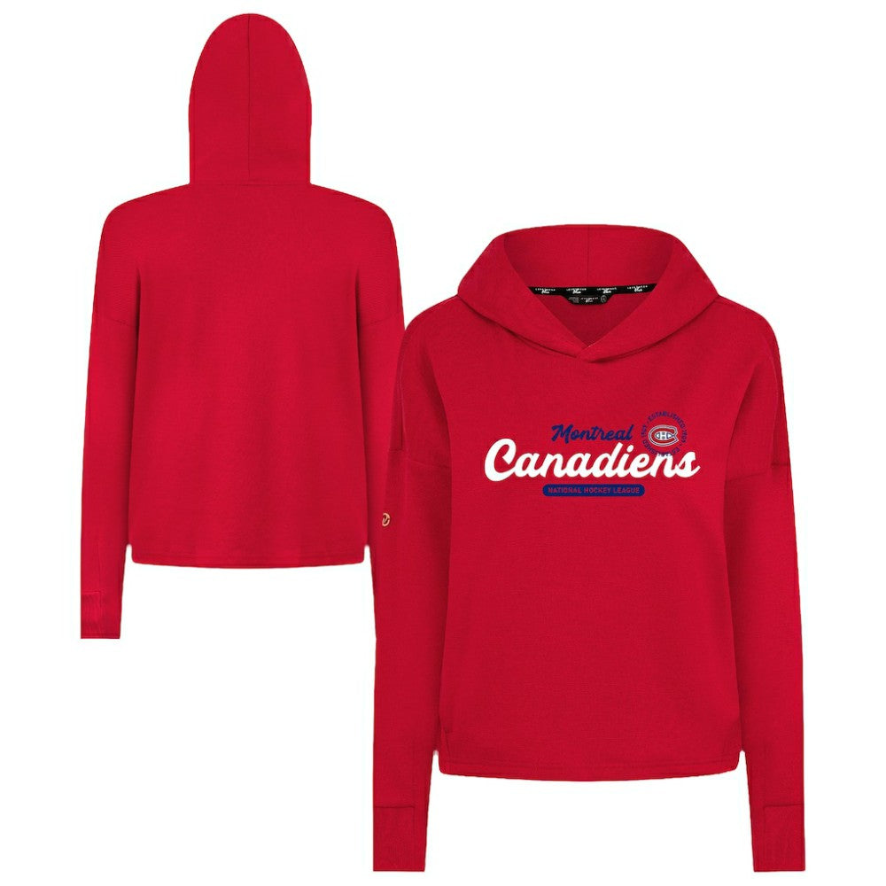 Montreal Canadiens Levelwear Women's Sweet Monument Tri-Blend Cropped Pullover Hoodie - Red - NHL 203145686