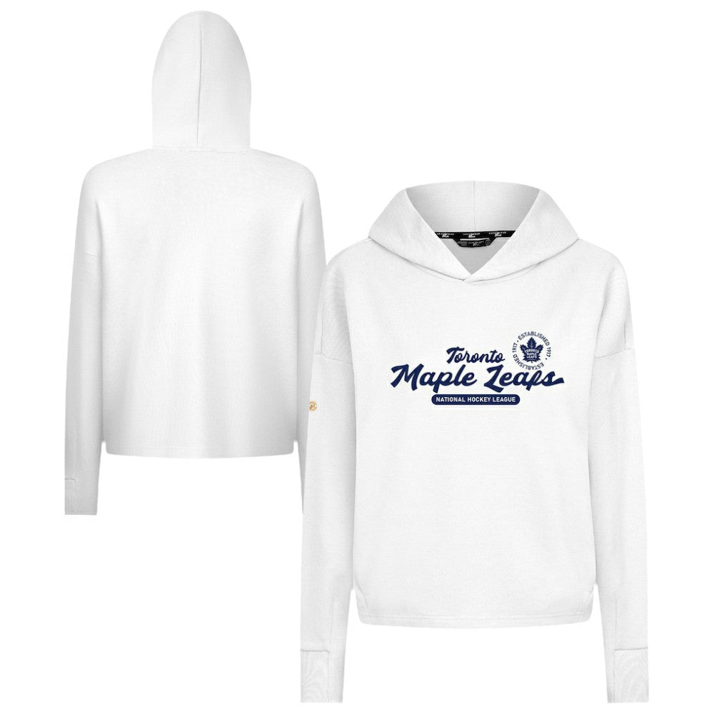 Toronto Maple Leafs Levelwear Women's Sweet Monument Tri-Blend Cropped Pullover Hoodie - White - NHL 203145688