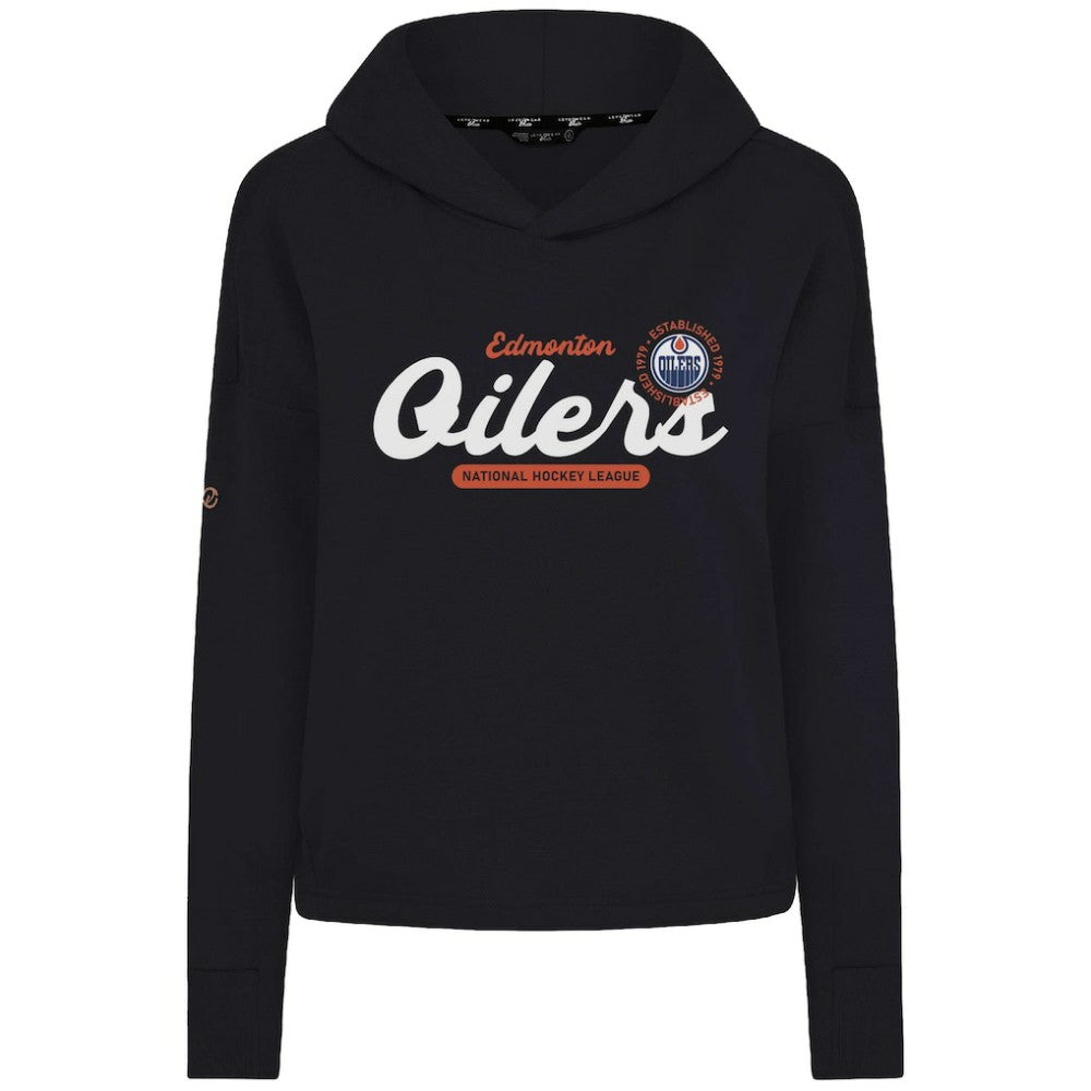 Edmonton Oilers Levelwear Women's Sweet Monument Tri-Blend Cropped Pullover Hoodie - Black - NHL 203145689