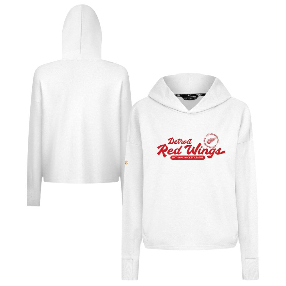 Detroit Red Wings Levelwear Women's Sweet Monument Tri-Blend Cropped Pullover Hoodie - White - NHL 203145694