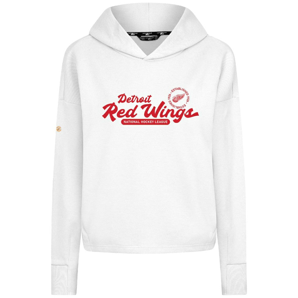 Detroit Red Wings Levelwear Women's Sweet Monument Tri-Blend Cropped Pullover Hoodie - White - NHL 203145694