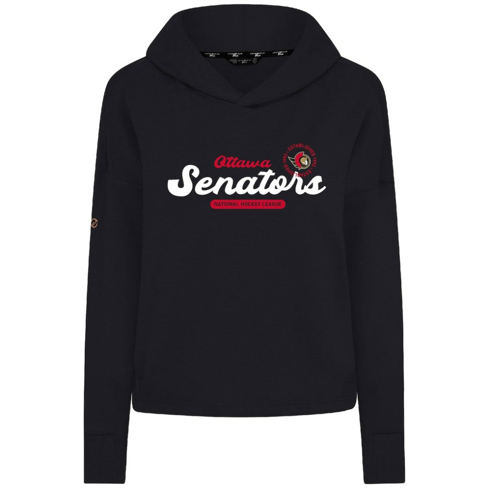 Ottawa Senators Levelwear Women's Sweet Monument Tri-Blend Cropped Pullover Hoodie - Black - NHL 203145695