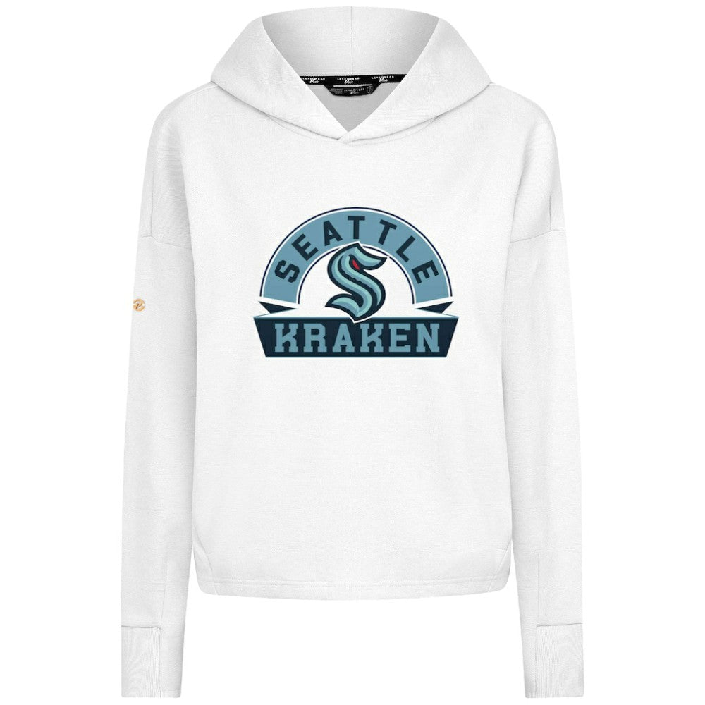 Seattle Kraken Levelwear Women's Sweet Banner Arch Tri-Blend Cropped Pullover Hoodie - White - NHL 203145696