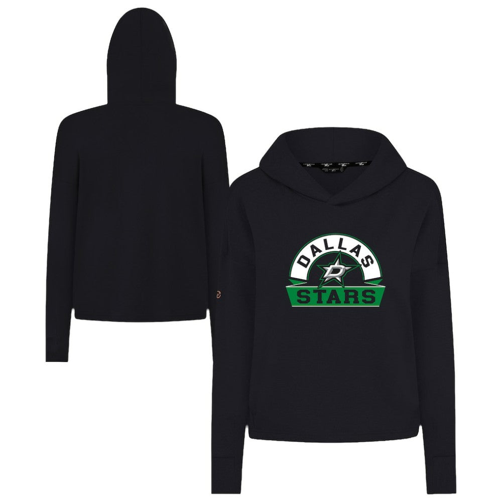 Dallas Stars Levelwear Women's Sweet Banner Arch Tri-Blend Cropped Pullover Hoodie - Black - NHL 203145698