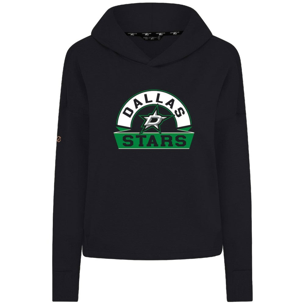 Dallas Stars Levelwear Women's Sweet Banner Arch Tri-Blend Cropped Pullover Hoodie - Black - NHL 203145698