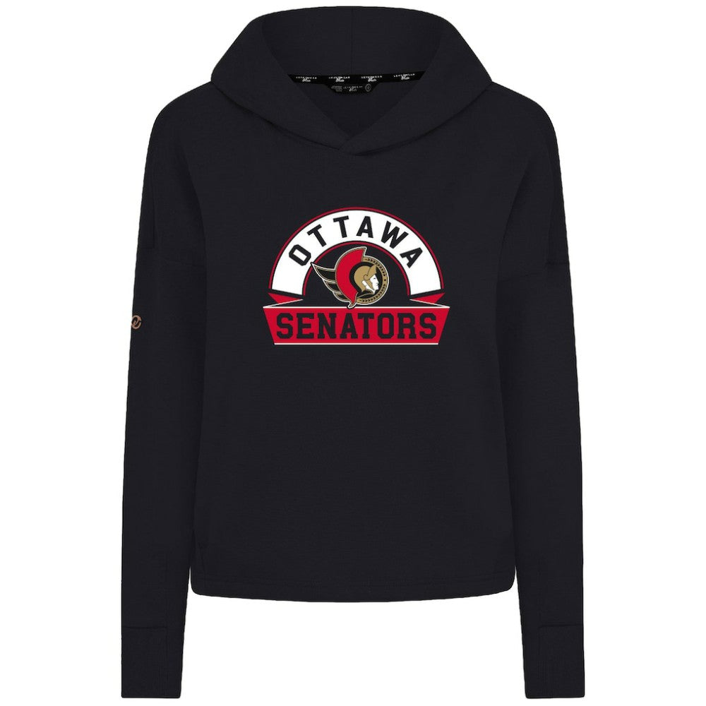 Ottawa Senators Levelwear Women's Sweet Banner Arch Tri-Blend Cropped Pullover Hoodie - Black - NHL 203145700