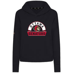 Ottawa Senators Levelwear Women's Sweet Banner Arch Tri-Blend Cropped Pullover Hoodie - Black - NHL 203145700