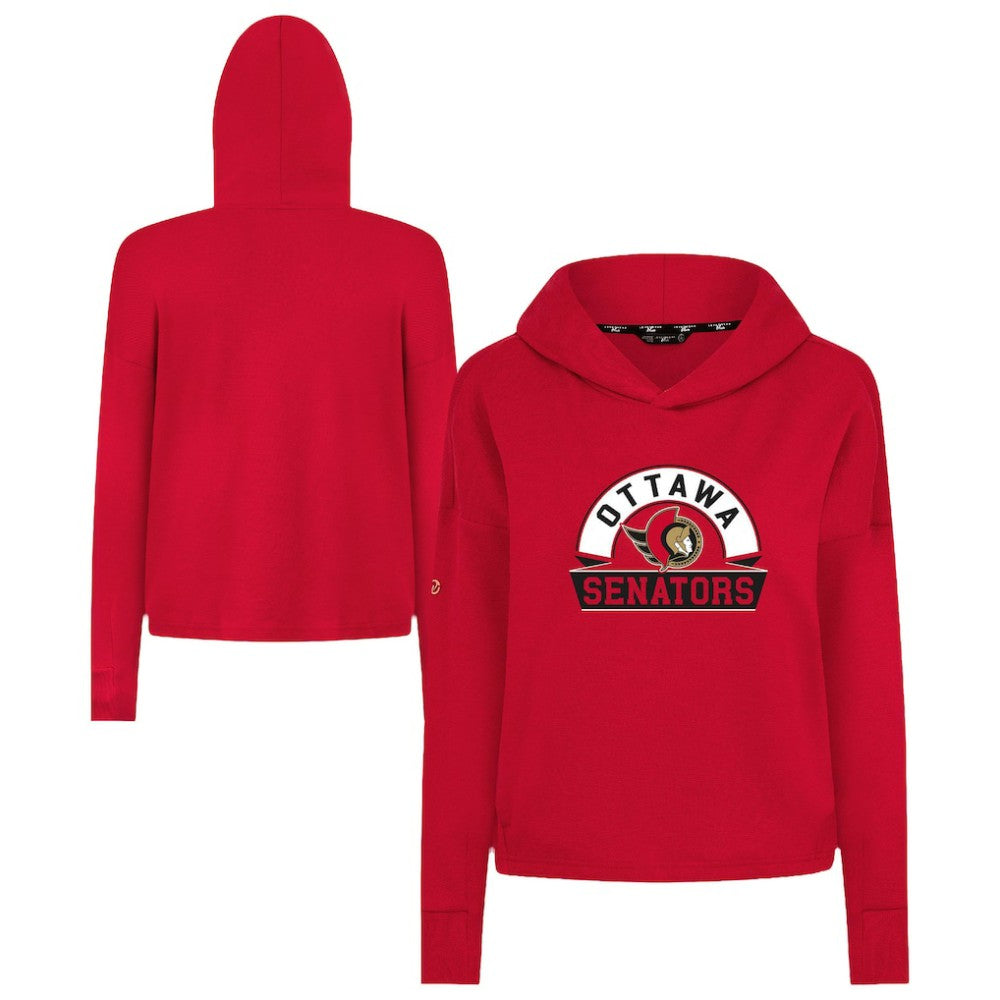 Ottawa Senators Levelwear Women's Sweet Banner Arch Tri-Blend Cropped Pullover Hoodie - Red - NHL 203145701