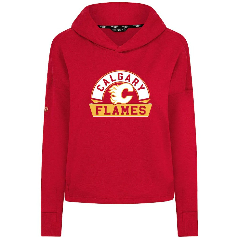 Calgary Flames Levelwear Women's Sweet Banner Arch Tri-Blend Cropped Pullover Hoodie - Red - NHL 203145702