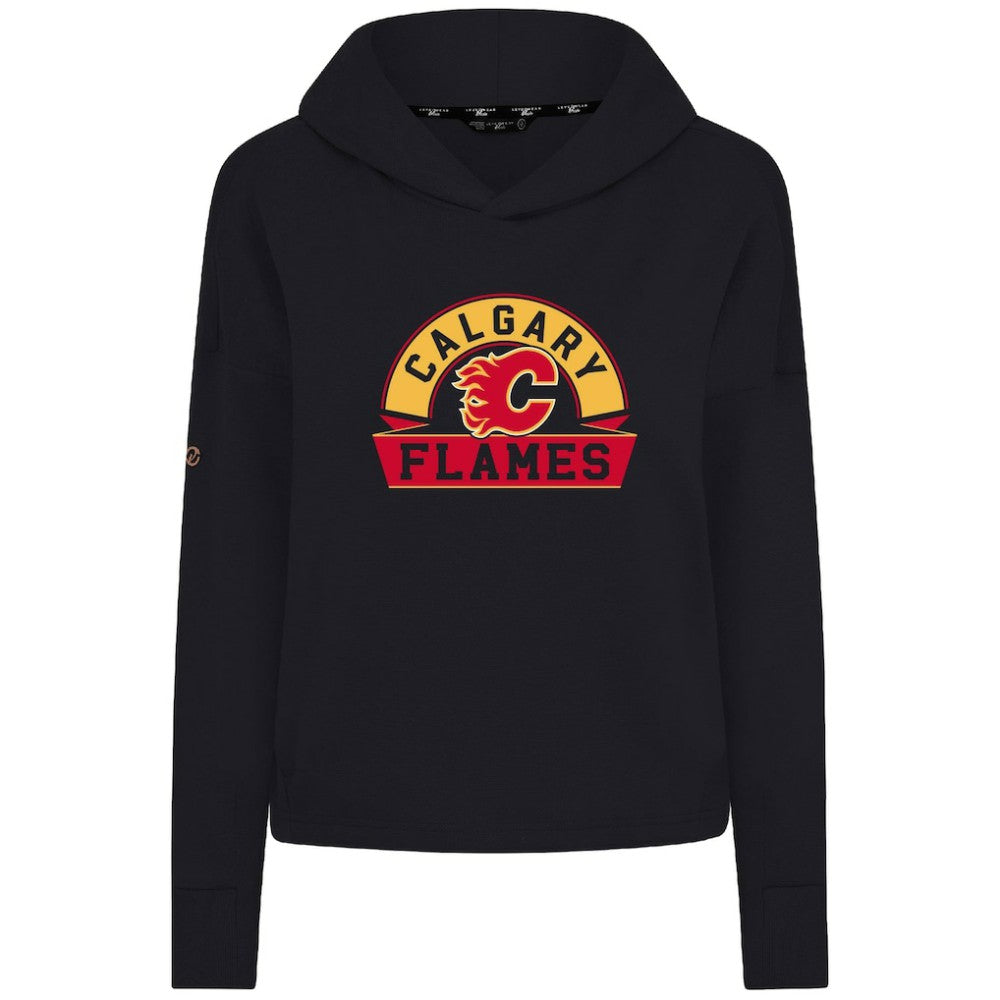 Calgary Flames Levelwear Women's Sweet Banner Arch Tri-Blend Cropped Pullover Hoodie - Black - NHL 203145703