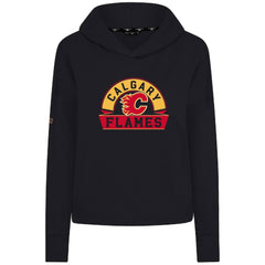 Calgary Flames Levelwear Women's Sweet Banner Arch Tri-Blend Cropped Pullover Hoodie - Black - NHL 203145703