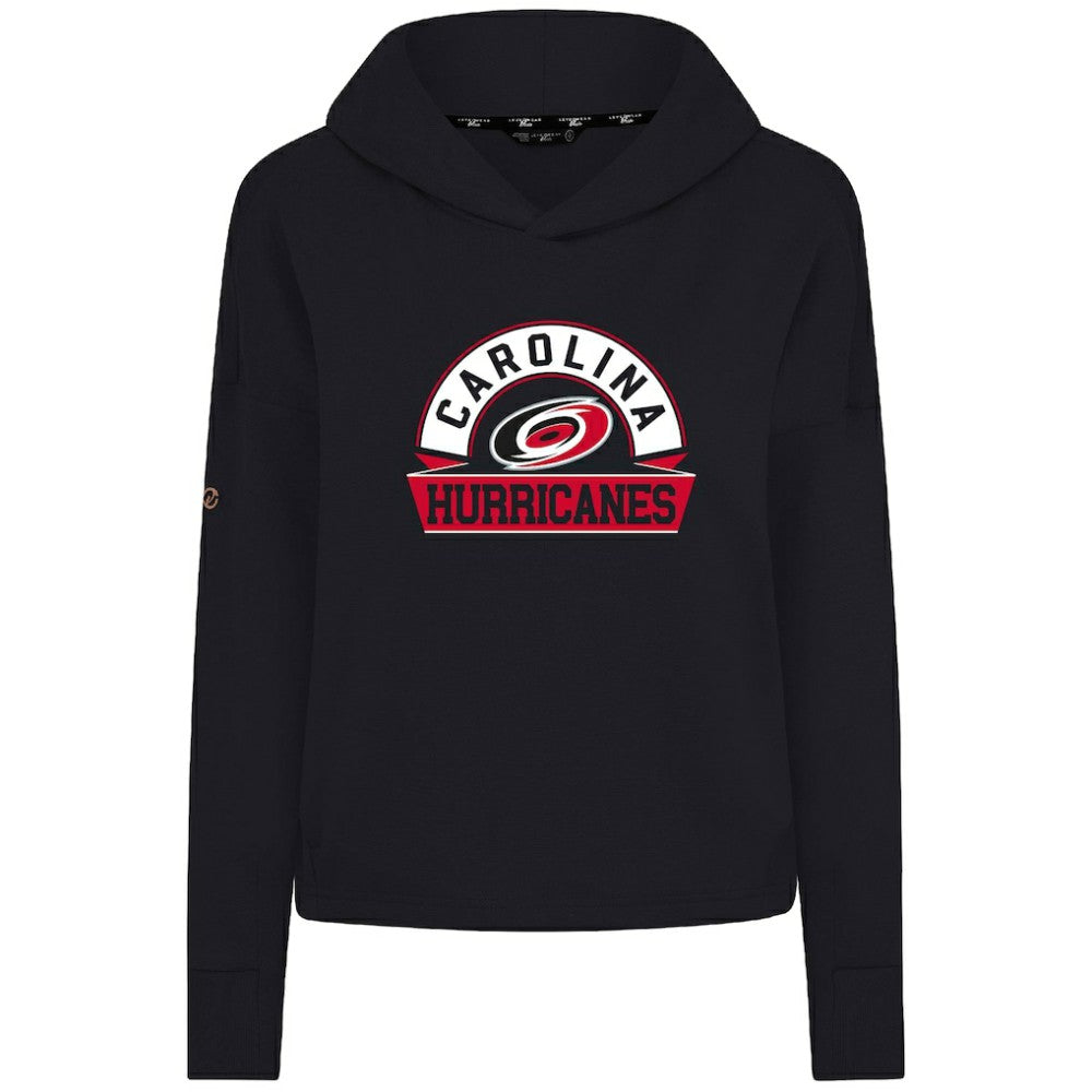 Carolina Hurricanes Levelwear Women's Sweet Banner Arch Tri-Blend Cropped Pullover Hoodie - Black - NHL 203145704