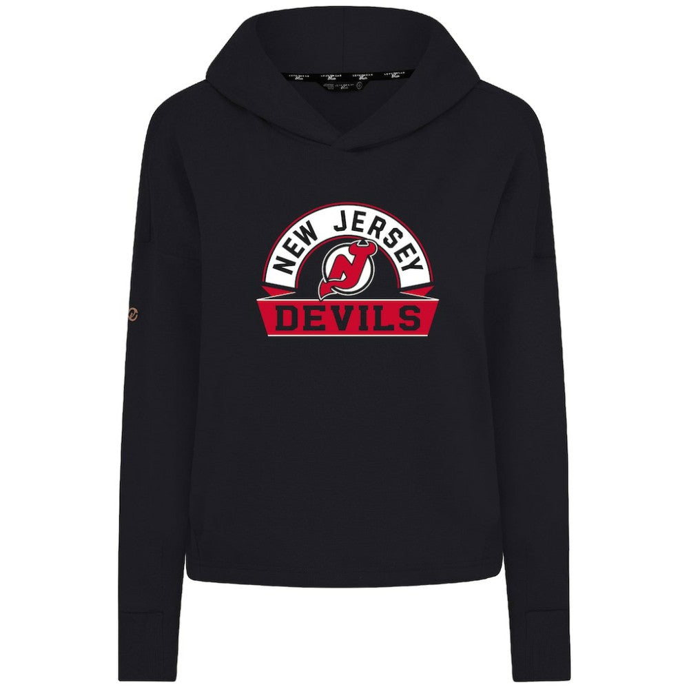 New Jersey Devils Levelwear Women's Sweet Banner Arch Tri-Blend Cropped Pullover Hoodie - Black - NHL 203145706