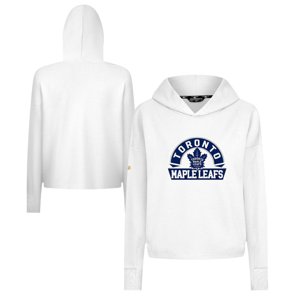 Toronto Maple Leafs Levelwear Women's Sweet Banner Arch Tri-Blend Cropped Pullover Hoodie - White - NHL 203145707