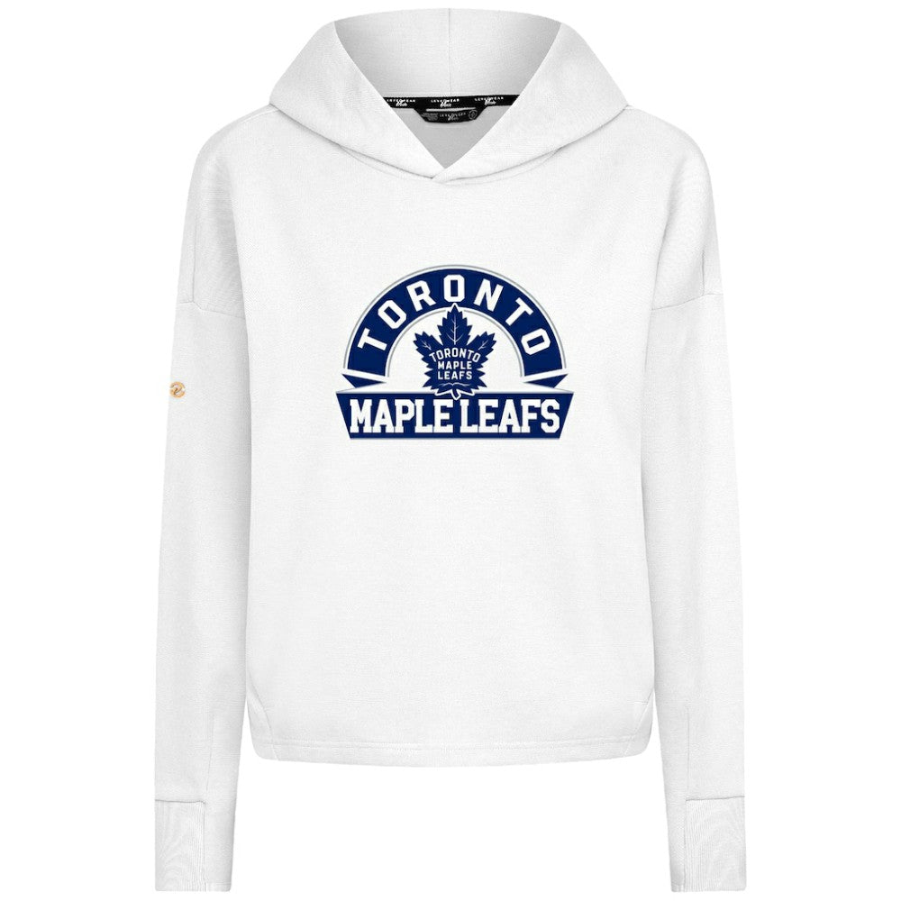 Toronto Maple Leafs Levelwear Women's Sweet Banner Arch Tri-Blend Cropped Pullover Hoodie - White - NHL 203145707