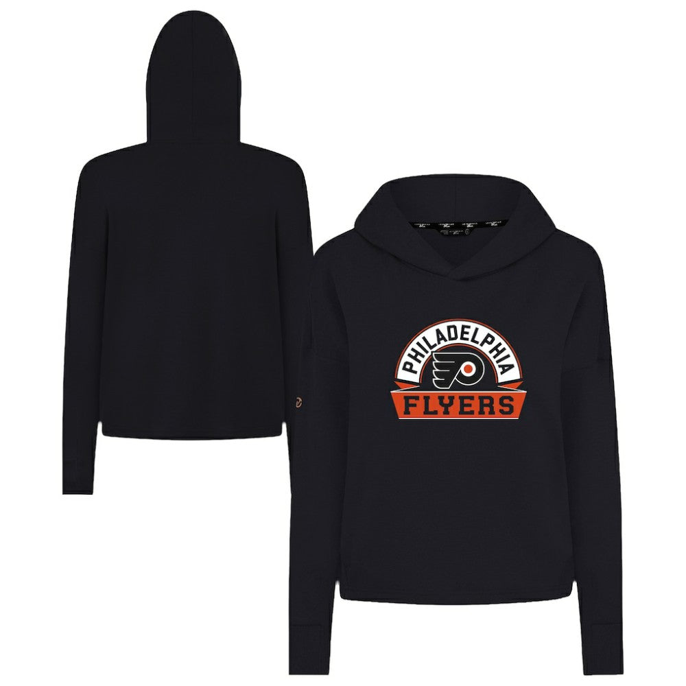 Philadelphia Flyers Levelwear Women's Sweet Banner Arch Tri-Blend Cropped Pullover Hoodie - Black - NHL 203145708