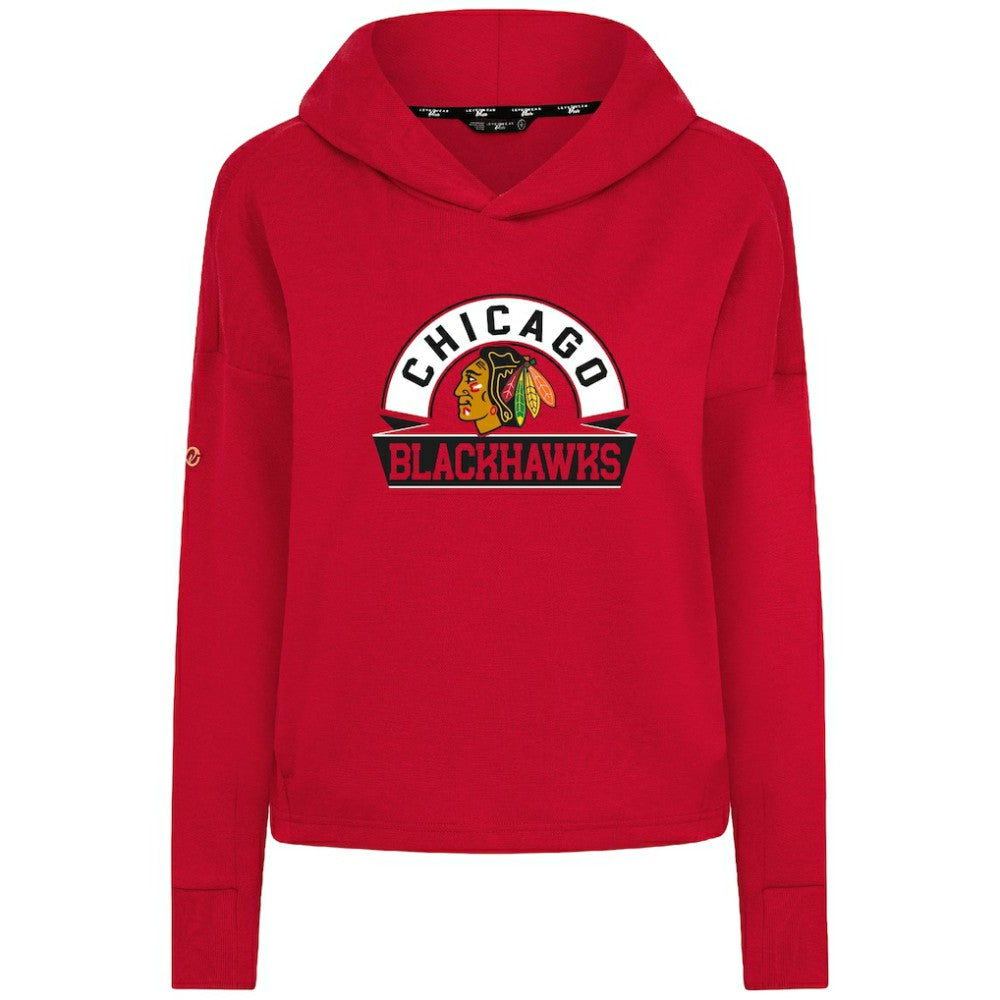 Chicago Blackhawks Levelwear Women's Sweet Banner Arch Tri-Blend Cropped Pullover Hoodie - Red - NHL 203145709