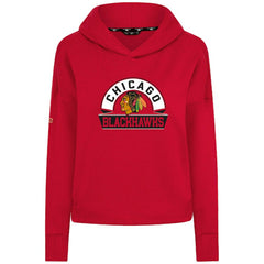 Chicago Blackhawks Levelwear Women's Sweet Banner Arch Tri-Blend Cropped Pullover Hoodie - Red - NHL 203145709