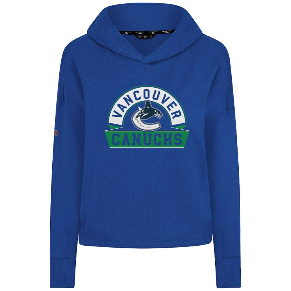 Vancouver Canucks Levelwear Women's Sweet Banner Arch Tri-Blend Cropped Pullover Hoodie - Royal - NHL 203145710